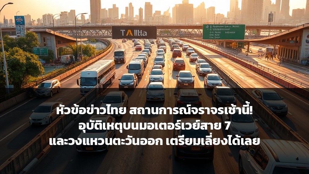 หัวข้อข่าวไทย สถานการณ์จราจรเช้านี้! อุบัติเหตุบนมอเตอร์เวย์สาย 7 และวงแหวนตะวันออก เตรียมเลี่ยงได้เลย